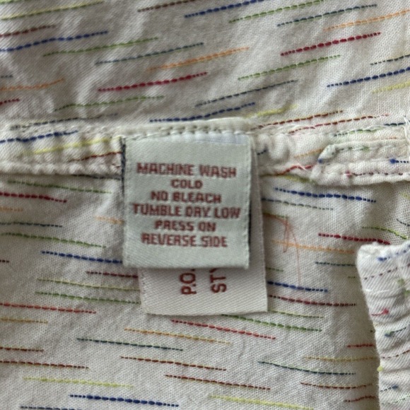 Carbon 2 Cobalt Shirt Mens Large Cream Multi Arrow Print Button Up Office Preppy - Picture 7 of 8